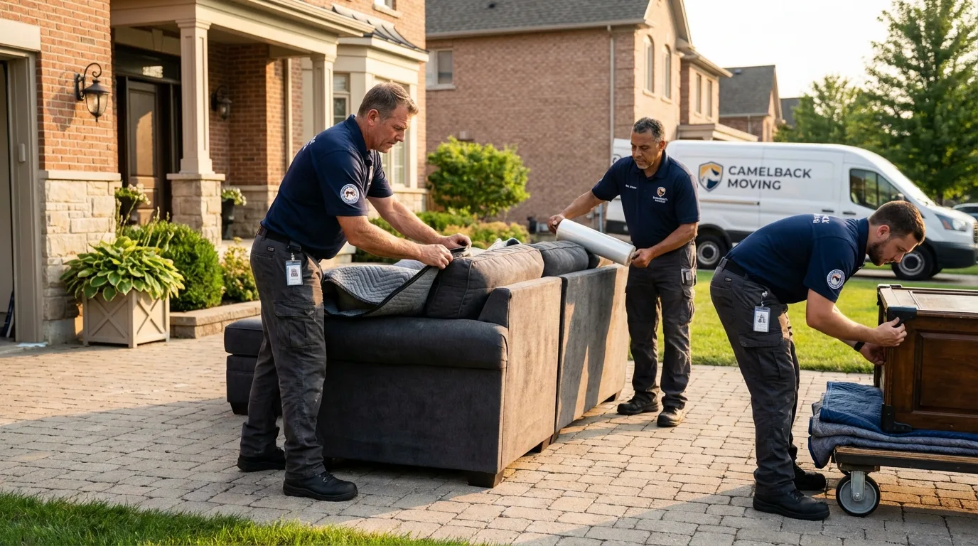 Large estate moving crew wrapping furniture in Paramus, NJ